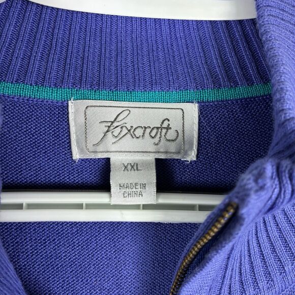 Foxcroft Pullover Half zip Sweater Woman’s XXL Supima Cotton Blue NWT Preppy - Picture 4 of 8